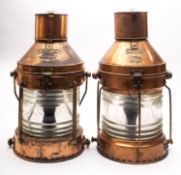 A Meterorite 'Not Under Command' copper and brass lantern,