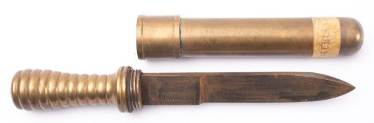A 20th Century brass and steel diver's knife, possibly French,
