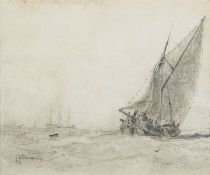Attributed to John Sell Cotman (British, 1782-1842) - Study of a ship in full sail - Drawing - 18.