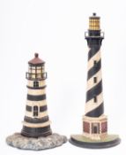 Two cast iron light house door stops, one in the form of Cape Hatteras Light, North Carolina,