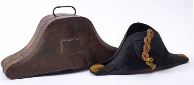 A 19th century Royal Navy Regulation bicorn hat,