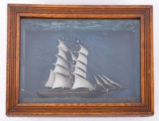 A 19th century half block ship diorama,