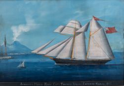 Neapolitan School, 19th Century Schooner Merry Hart. Captain Thomas Vigues entering Naples.