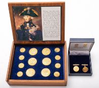 A cased set of reproduction Nelson blazer buttons, together with a matching pair of cufflinks.