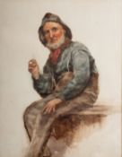 James Whaite (British, 1881-1916) Study of a fisherman Watercolour 29.