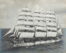 A black and white photograph of the Swedish four masted barque 'Viking', circa 1930s,