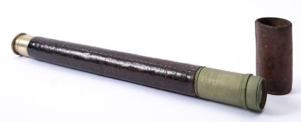 A 19th century leather bound single draw telescope, unsigned,