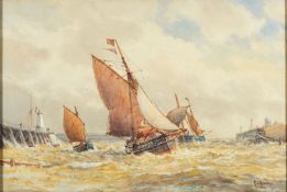 Frederick James Aldridge (British 1850-1933) - Ships at sea - Watercolour - 36 x 53cm - Signed