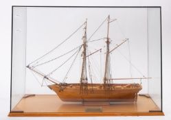 A cased scale model of the Scottish two masted schooner 'Scottish Maid' by C Russell,