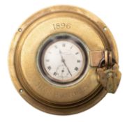HMS 'Pactolus' A brass deck watch case,