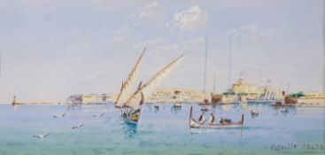 Vincenzo D'Esposito (Maltese, 1866-1946) Harbour in Malta,