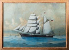 British School, 19th Century Brig 'Mary Anne' Gouache 48 x 68.