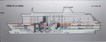 A perspex ship's wall guide plan for the P&O Ferry 'Pride of Le Harve',
