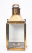 An Edwardian brass bulkhead lamp, maker Ratcliff, Birmingham,