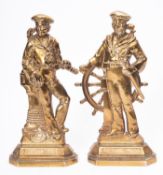 A pair of early 20th century brass figural doorstop's, 'Britains Pride',