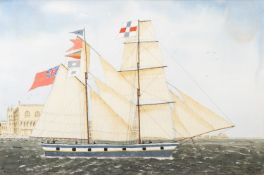 British School, 20th Century Brigantine 'Isis' leaving Venice Gouache and watercolour 31.5 x 48.