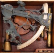 A late 19th century 9 inch radius vernier sextant, maker J.
