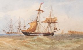 19th Century School Ships in choppy waters,