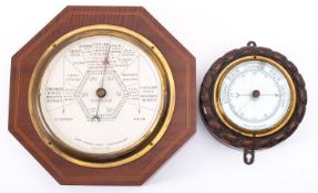A mahogany and inlaid aneroid barometer, maker Short & Mason,London,