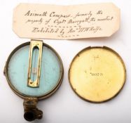 A lacquered brass Prismatic pocket compass, circa 1820, with hinged wire and prismatic sights,