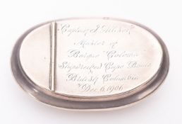 An Edwardian silver snuff box, maker John Edward Wilmot, Birmingham, 1902 ,