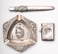 A Dutch white metal ashtray for the Royal Rotterdam Lloyd Ocean Liner M.