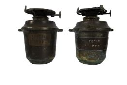 A pair of copper and brass yacht cabin oil lamps from the 'Escape',