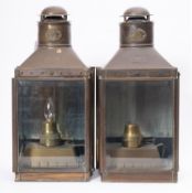 A pair of copper bulkhead No 475 pattern lamps, maker W Harvie & Co Ltd, Birmingham,