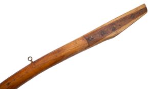 An ash tiller with brass suspension ring, 160.5cm long.