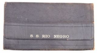 A black leather Ship's Document wallet for the Hamburg-South America Line passenger ship SS 'Rio