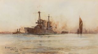 William Minshall Birchall (British, 1884-1941) 'A fighting unit' Watercolour 13.5 x 24.
