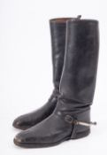 A pair of black leather Military pattern riding boots with spurs
