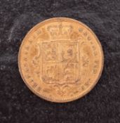 An 1885 half-sovereign, shield back.