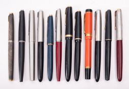 Parker: 12 fountain pens, including: 51 (3); Duofold Centennial in orange; 75,