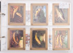 Cigarette card album; Fishing Tackle by Ensign 6, School Badges by Cavanders Ltd 25,