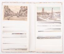 Postcard album Great Britian town centres, mostly coloured,