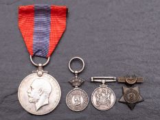 A George V Imperial Service Medal, 'Charles Edgar Cole', with three various miniatures,