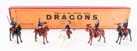 Britains toy soldiers, set 140, Types of the French Army: Dragons [Dragoons], 5 mounted figures,
