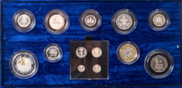A 2000 millennium Royal Mint silver collection boxed proof set.