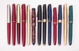 Parker: 13 fountain pens, including: 17 (3); Slimfold; Duofold (2,