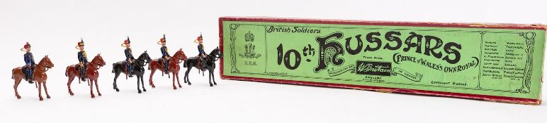 Britains toy soldiers, set 315, 10th Hussars, 5 mounted figures,