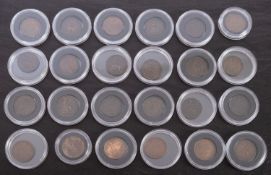Approximately twenty-four Victorian bronze farthings, some better grades.