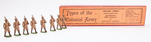 Britains toy soldiers, set 1621, 12th Frontier Force: 3rd Battalion, Sikhs Regiment, 8 figures,