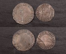 A Elizabeth I shilling mm. Cresent / Escallop?, with a James I sixpence 1607.
