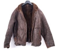 A brown leather flying jacket by Ossertak, size 52.