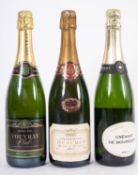 One Champagne Beaumont (NV,) One Vouvray, and one Cremant.