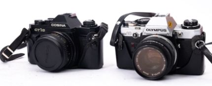An Olympus OM10 35mm SLR camera, '2138592', fitted 50mm lens,