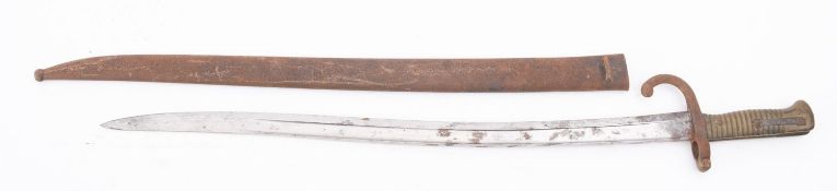 A French model 1866 Chassepot sword bayonet back dated 10th Oct 1867.