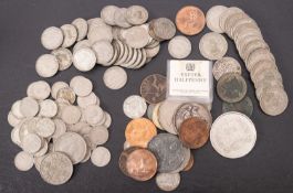 1892 Crown with other coins and bank notes.