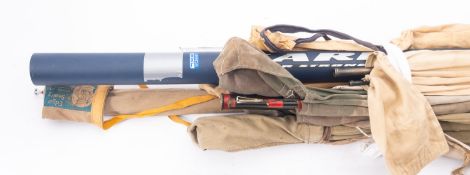 A Leda carp pole, three un-named split cane rods and various boat rods,